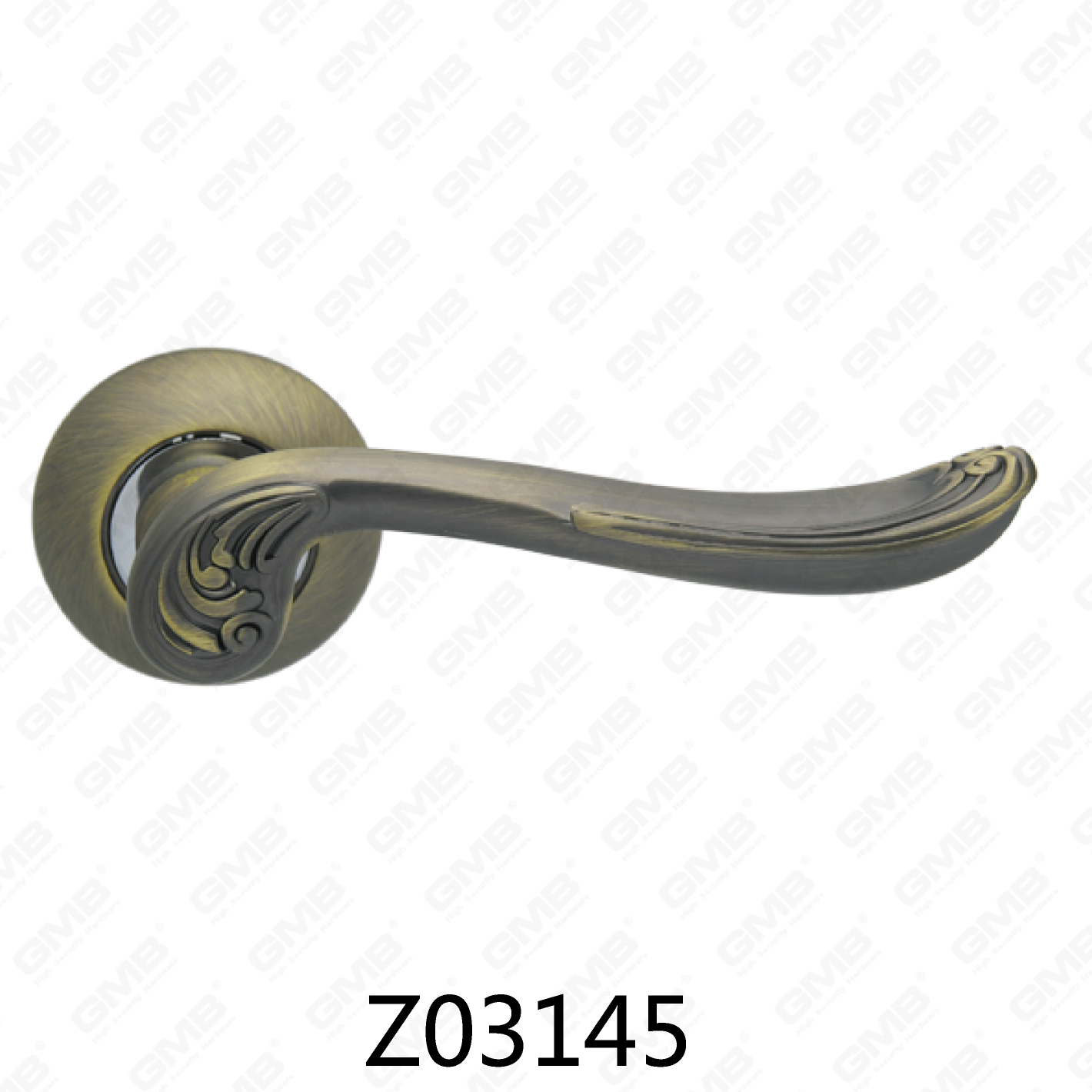 ידית דלת רוזטת אלומיניום מסגסוגת אבץ של Zamak עם רוזטה עגולה (Z02145)
