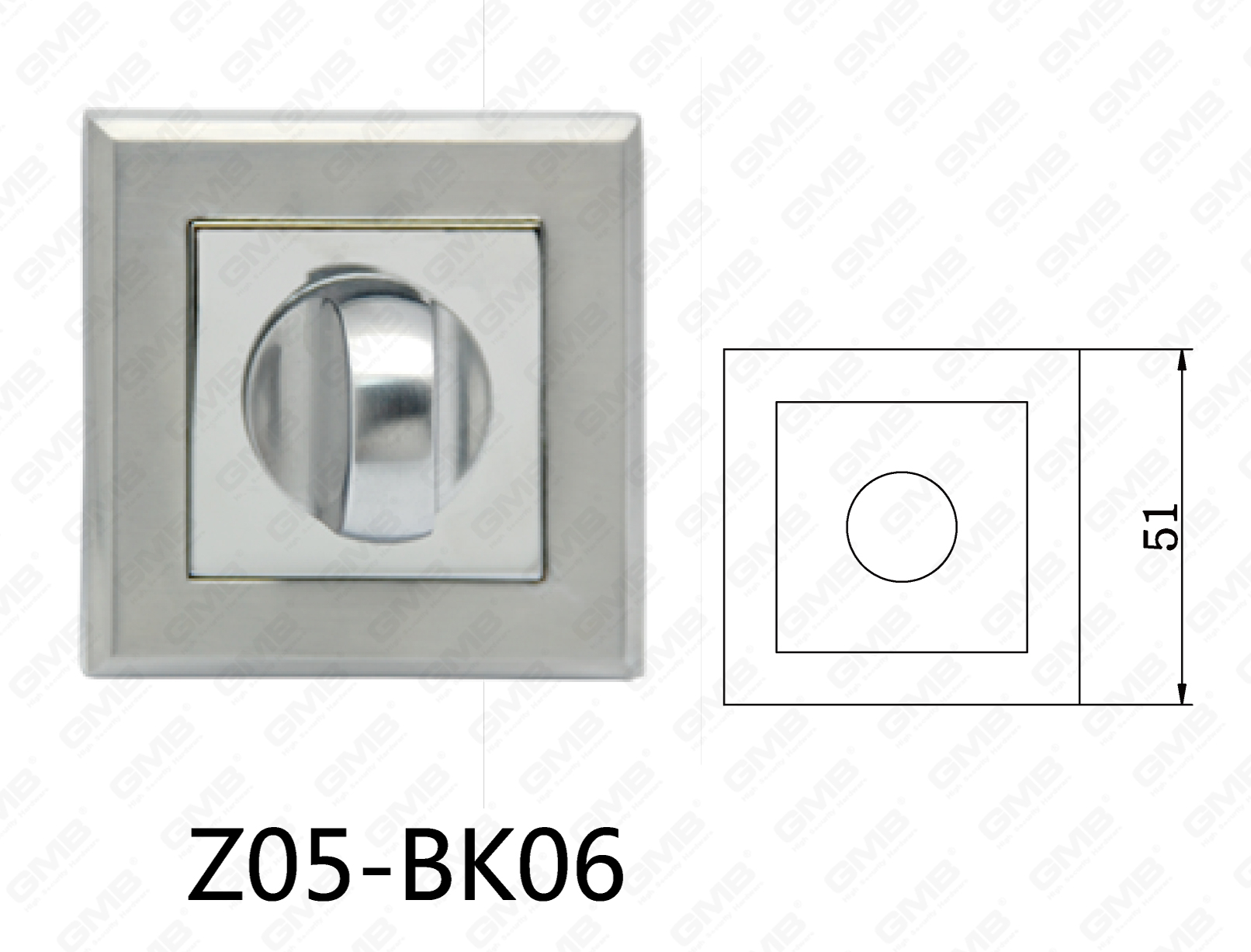 ידית דלת סגסוגת אבץ של Zamak מרובעת (Z05-BK06)