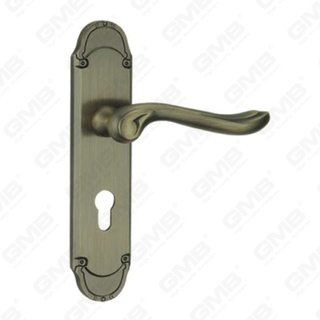 ידית דלת למשוך דלת עץ ידית מנעול ידית דלת על צלחת למנעול שקע על ידי סגסוגת אבץ או ידית לוחית דלת פלדה (ZM585100-DAB)