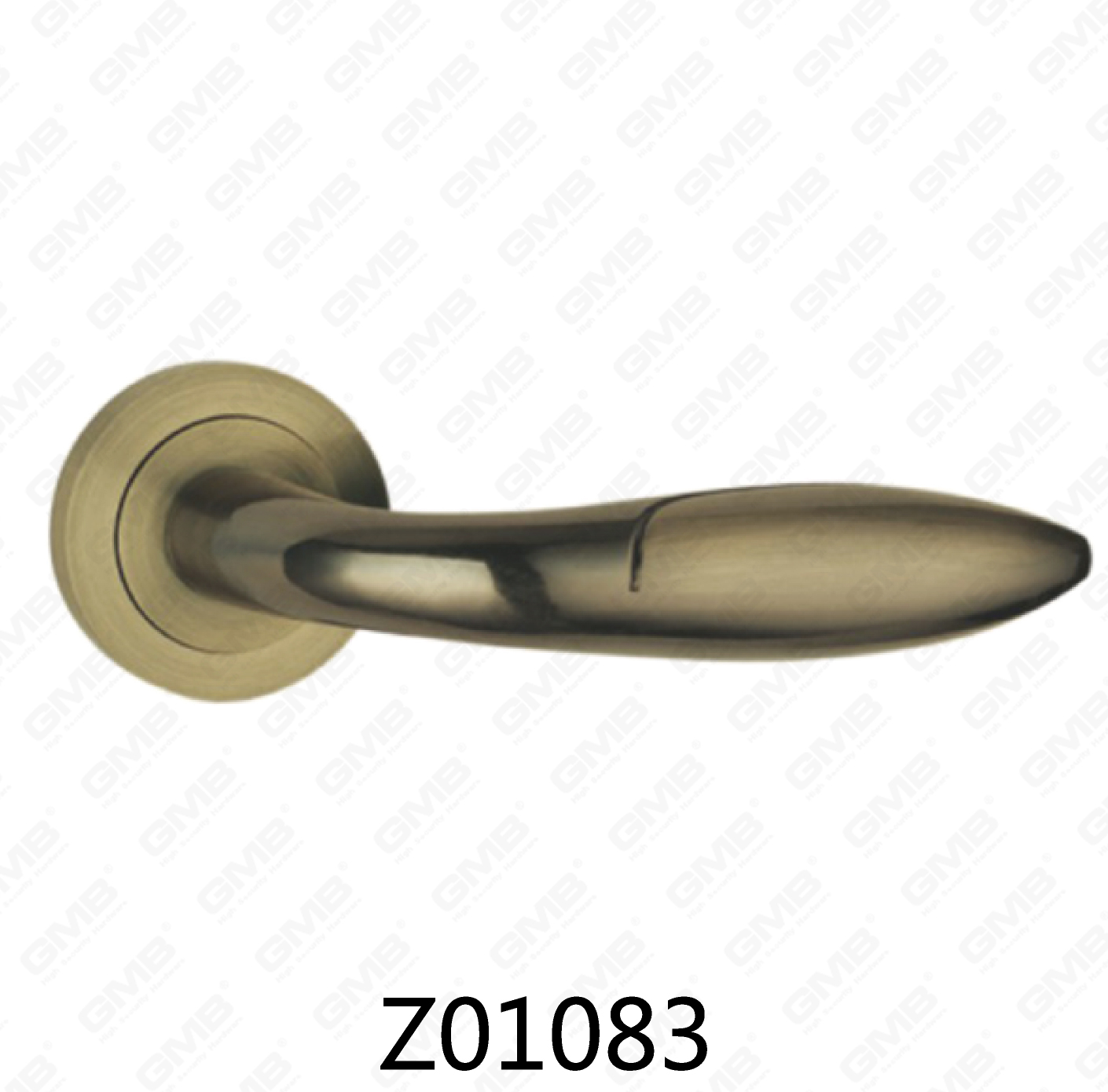 ידית דלת רוזטת אלומיניום מסגסוגת אבץ של Zamak עם רוזטה עגולה (Z01083)