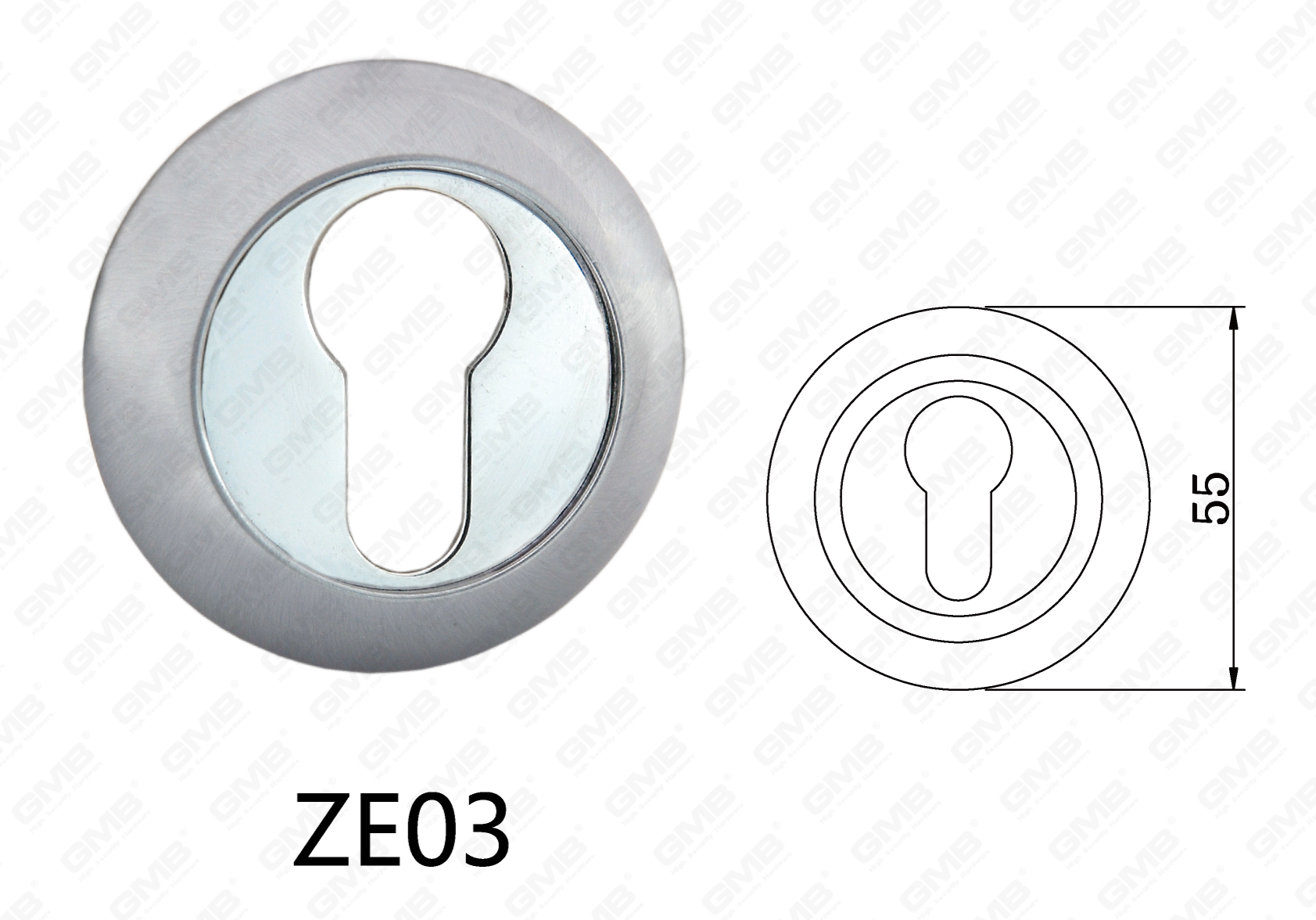 ידית דלת דלת אלומיניום מסגסוגת אבץ Zamak עגולה (ZE03)