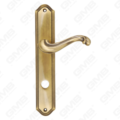 ידיות פליז חומרת דלת עץ ידית מנעול ידית דלת על צלחת עבור מנעול שקע (B-PM1905-AB)