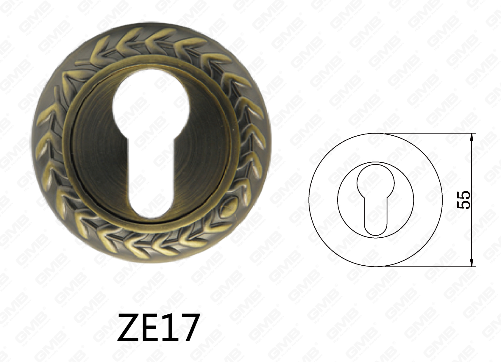 ידית דלת מאלומיניום מסגסוגת אבץ של Zamak רוזטה עגולה (ZE17)