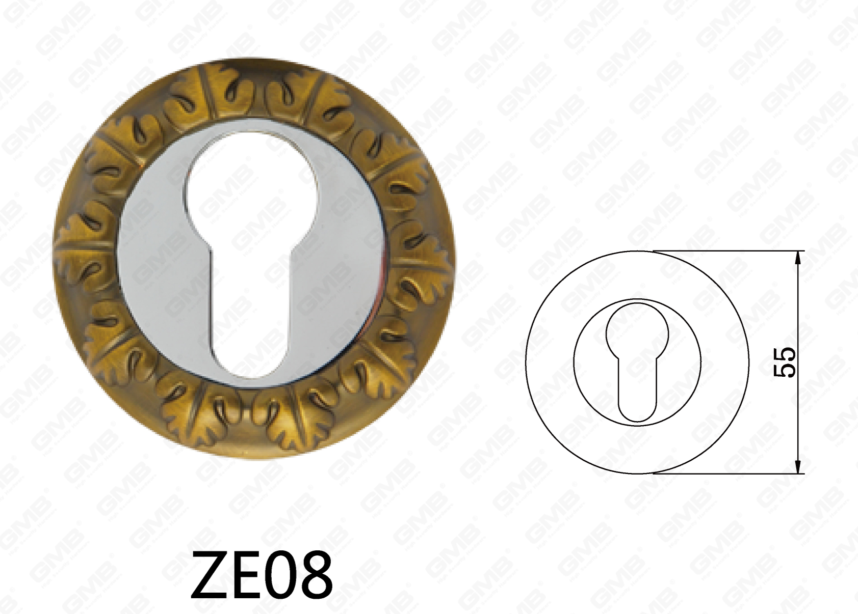 ידית דלת דלת אלומיניום מסגסוגת אבץ Zamak עגולה (ZE08)