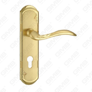 ידית דלת למשוך דלת עץ ידית מנעול ידית דלת על צלחת למנעול שקע על ידי סגסוגת אבץ או ידית לוחית דלת פלדה (ZM83238-GSB GPB)