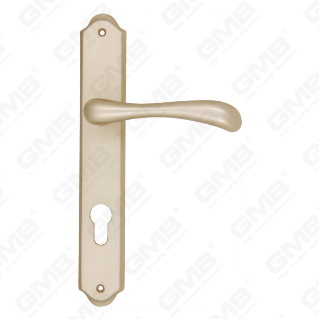 ידיות פליז חומרת דלת עץ ידית מנעול ידית דלת על צלחת עבור מנעול שקע (B-PM3661-SN)