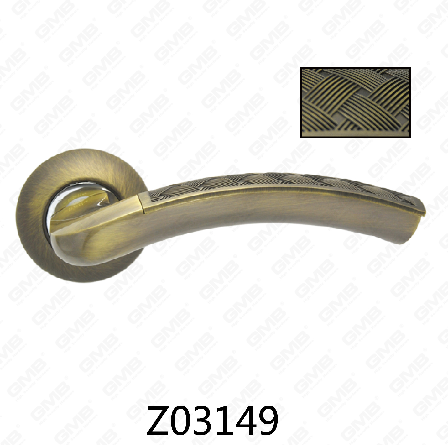 ידית דלת רוזטת אלומיניום מסגסוגת אבץ של Zamak עם רוזטה עגולה (Z02149)