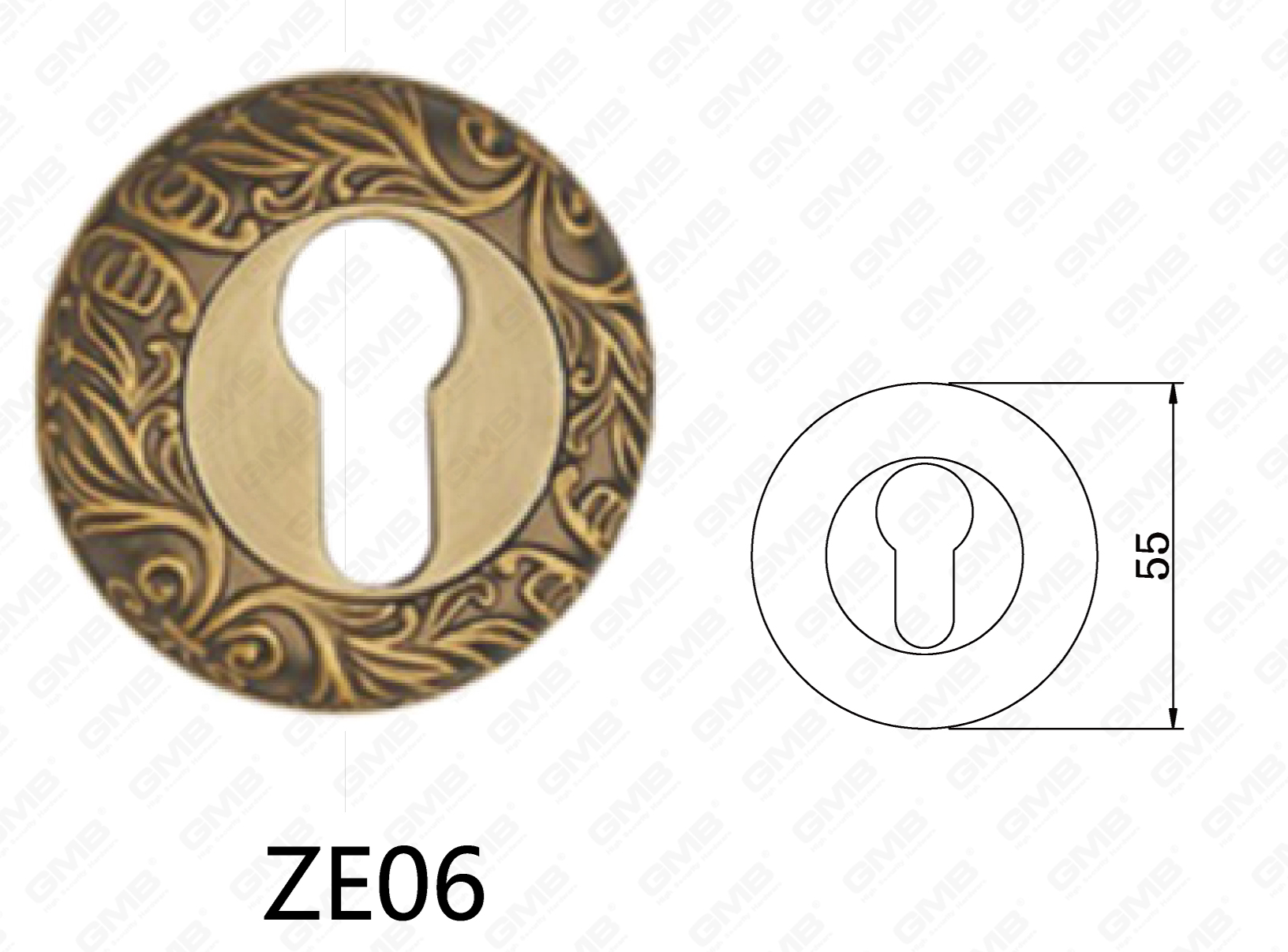 ידית דלת מאלומיניום מסגסוגת אבץ של Zamak רוזטה עגולה (ZE06)